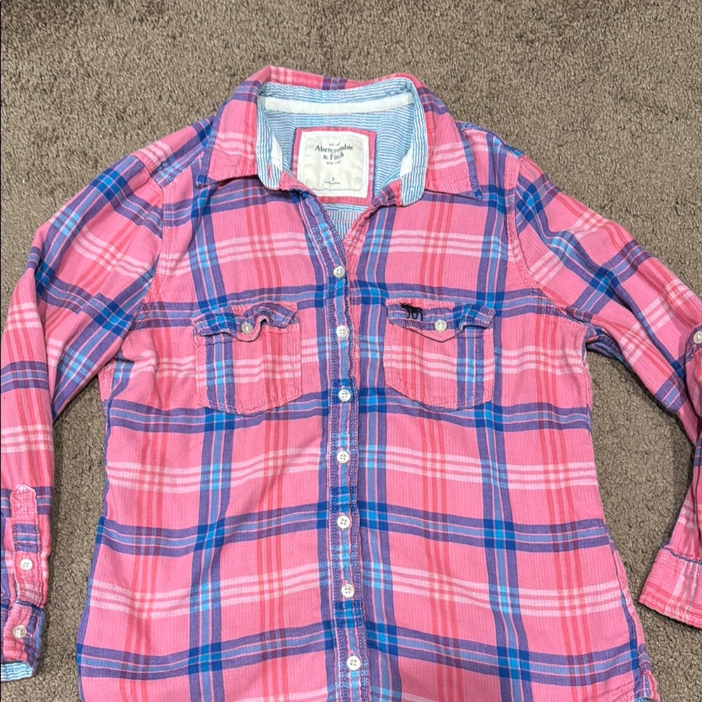 Abercrombie  Pink and Blue Button Down Shirt